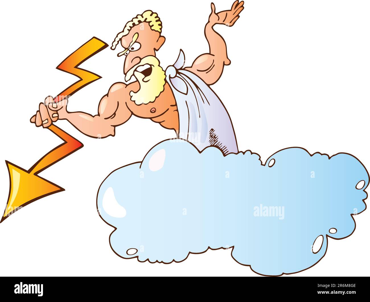 Cartoon illustration of greek god zeus with lighting Stock Vector