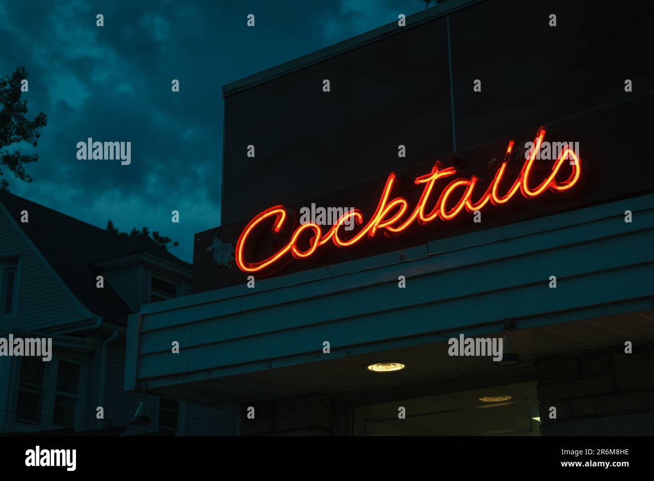 Luigis Restaurant vintage neon sign at night, Ridgefield Park, New