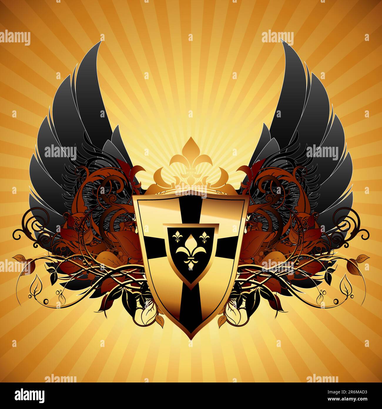 ornamental shield, this illustration may be useful as designer work Stock Vector