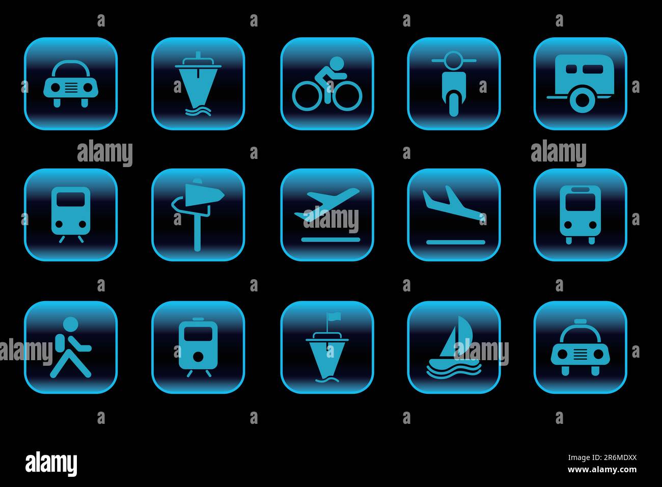 Transportation and Vehicle icons blue Series Stock Vector