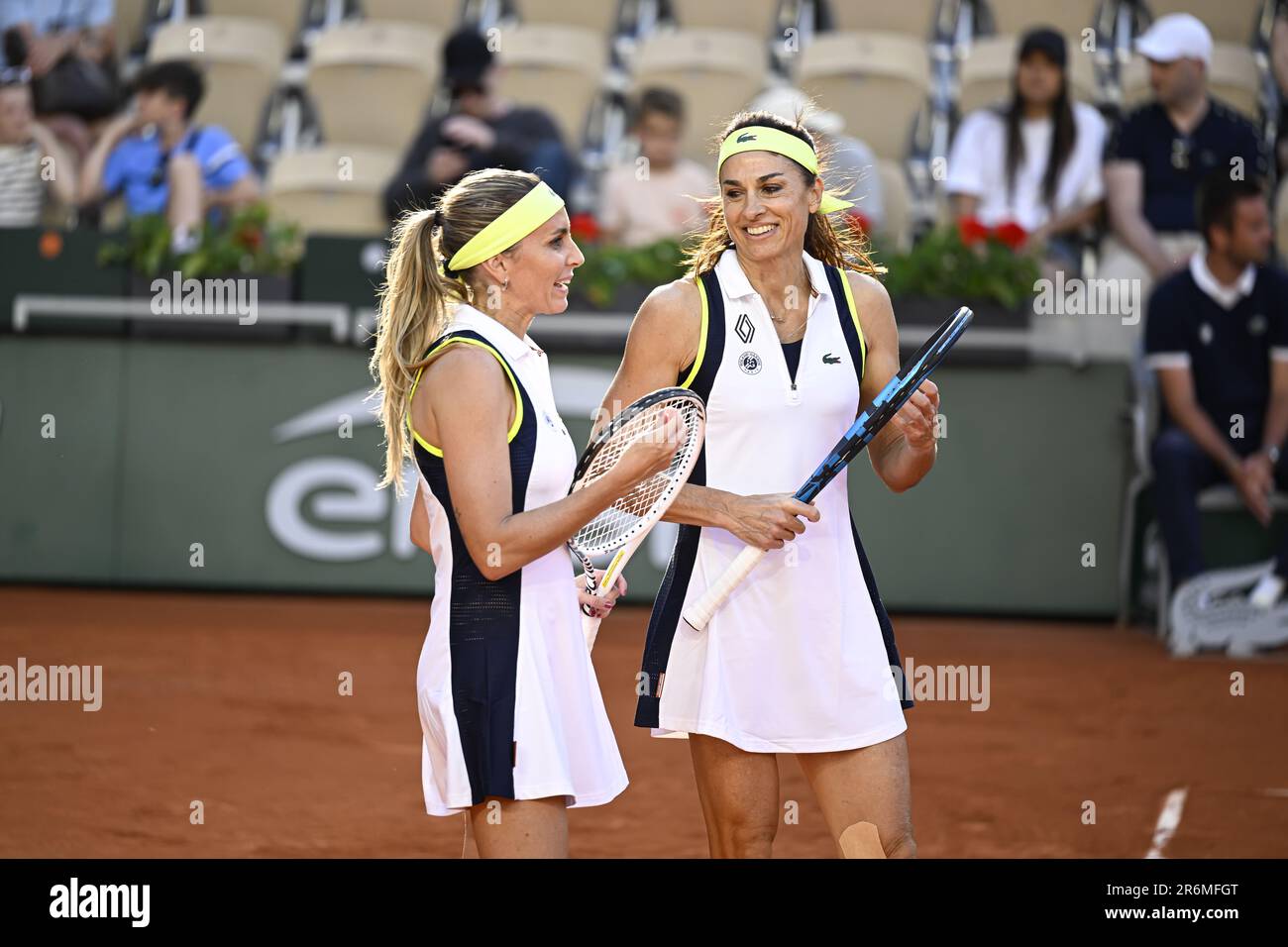 Gabriela Sabatini and Gisela Dulko during the French Open, Grand Slam tennis tournament on June 8, 2023 at Roland Garros stadium in Paris, France. Photo Victor Joly / DPPI - Photo: Victor Joly/DPPI/LiveMedia Stock Photo