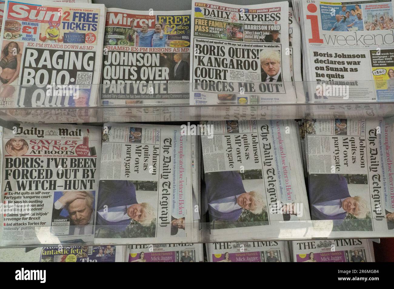 Westminster UK 10th June 2023 Newspapers Reporting The Resignation westminster-uk-10th-june-2023-newspapers-reporting-the-resignation