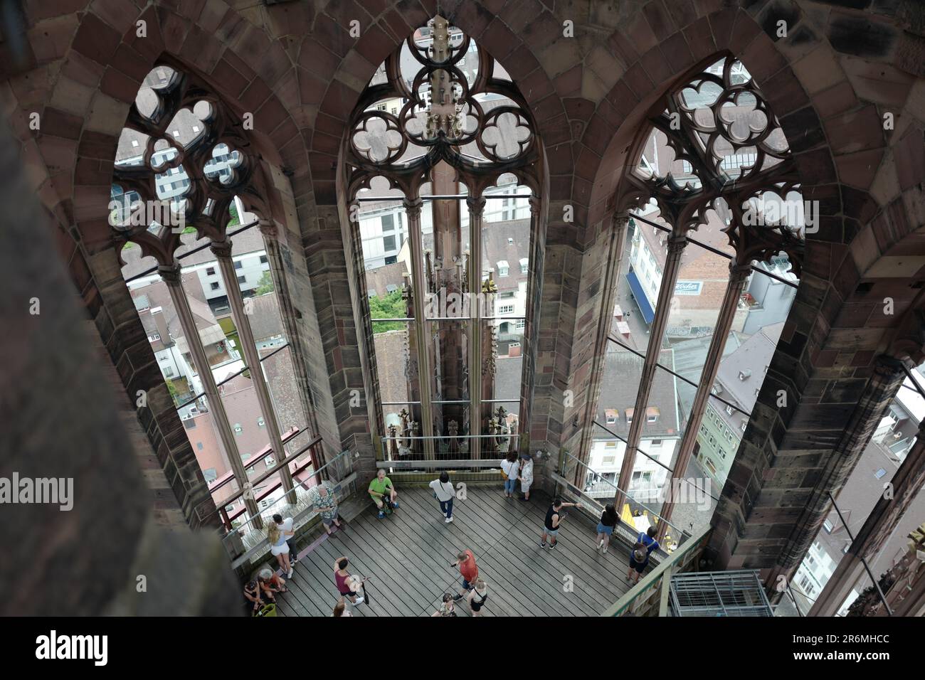 View inside the bell tower of the Freiburg cathedral Stock Photo