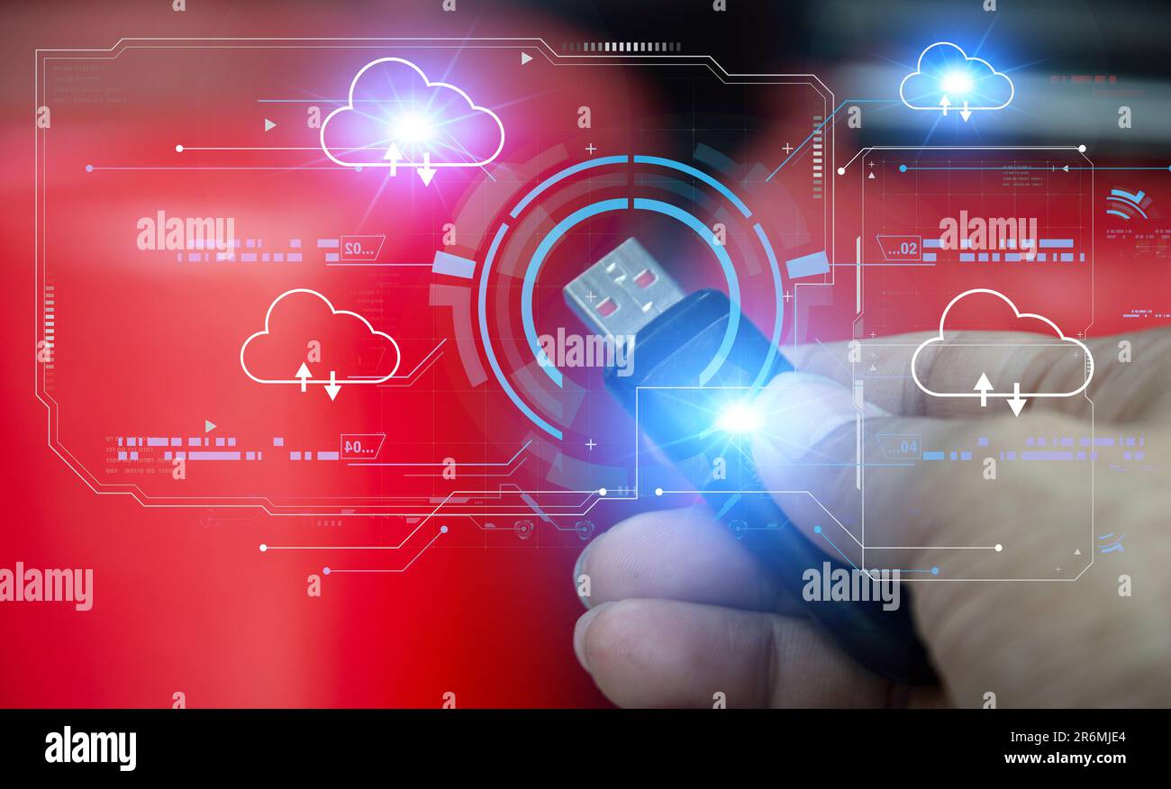 The concept of uploading data to the cloud computing system Stock Photo ...