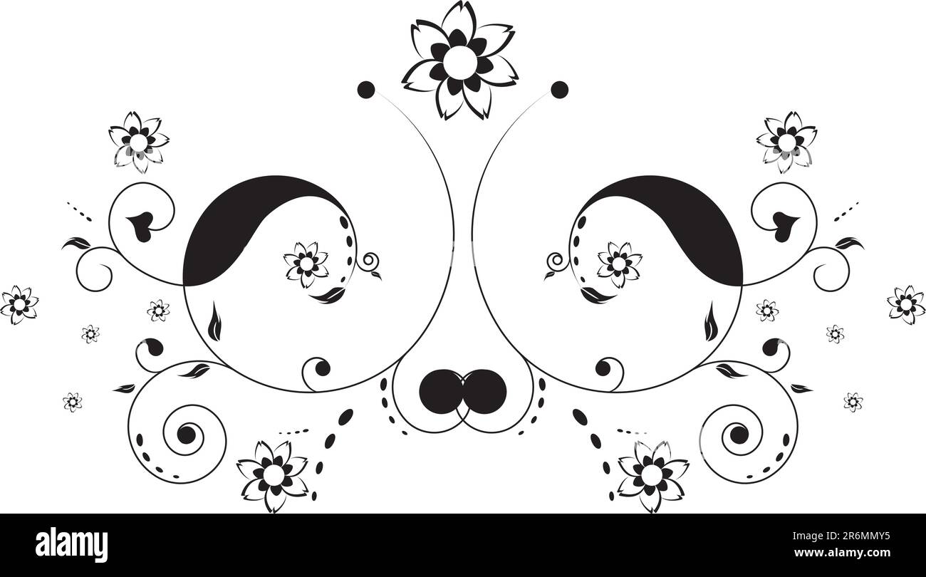 Decorative flowers, isolated on white background, vector illustration. Please see some similar