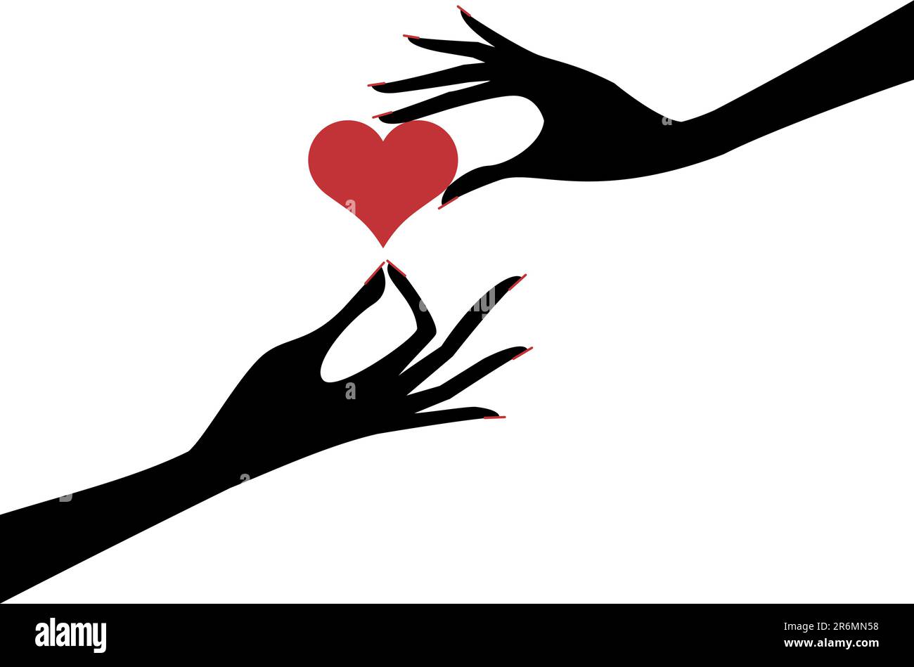 female hands with red heart, vector background Stock Vector Image & Art ...