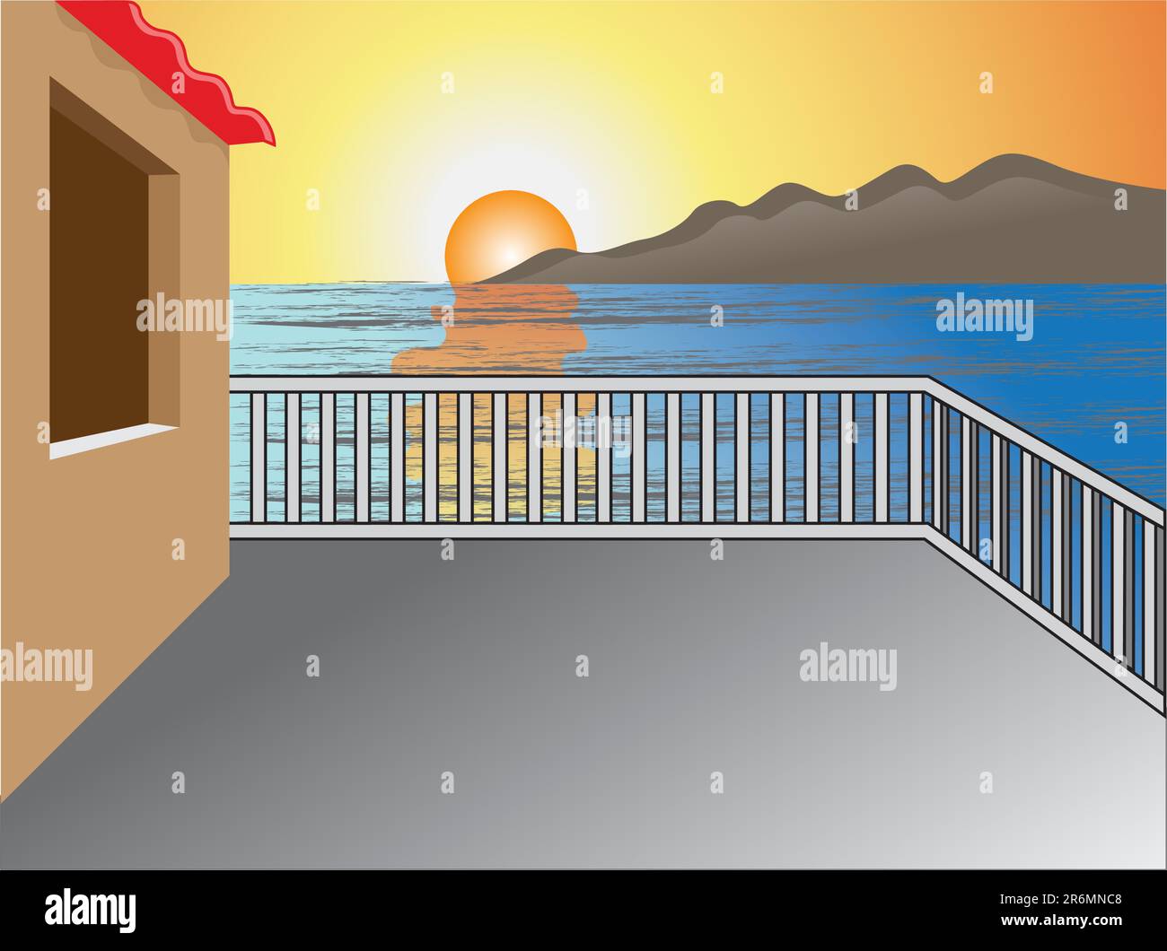 Illustration of landscape sunset Stock Vector Image & Art - Alamy