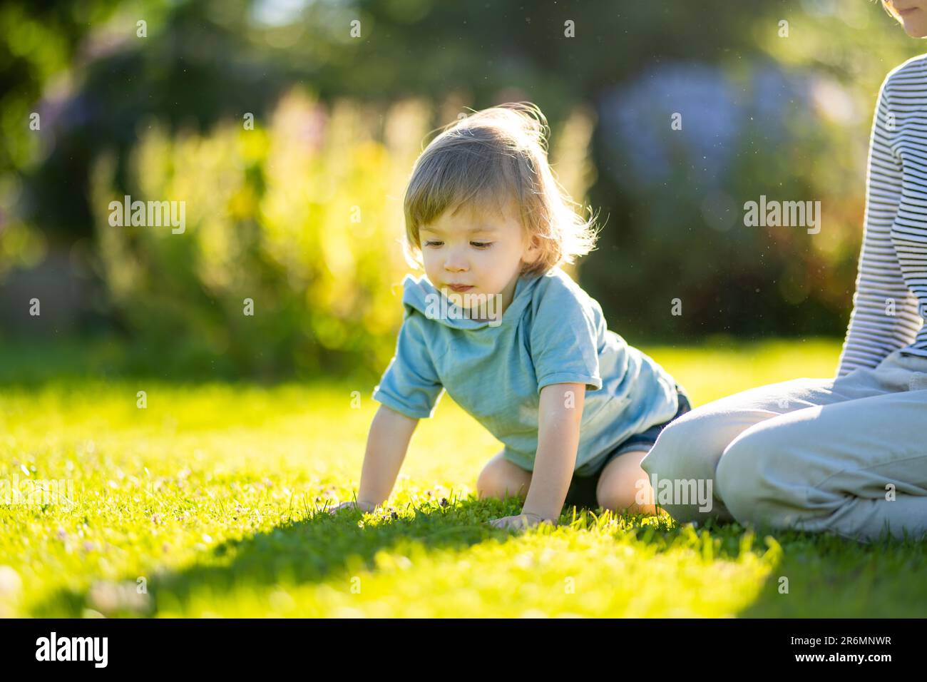 Cute big sister with her toddler brother. Adorable teenage girl holding