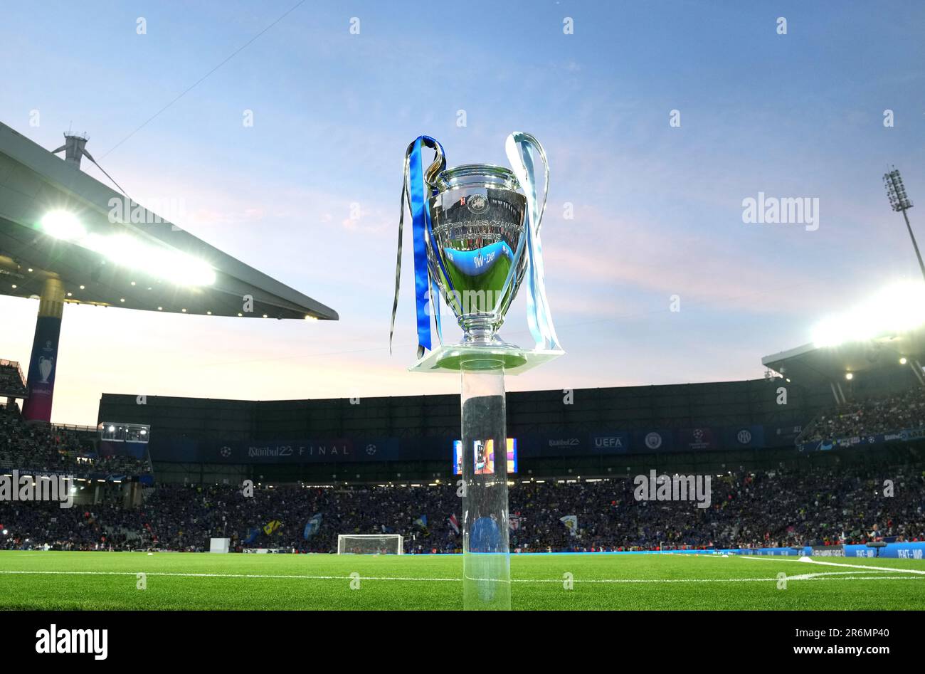 General view of the UEFA Champions League trophy before the UEFA Champions League final match at the Ataturk Olympic Stadium, Istanbul. Picture date: Saturday June 10, 2023. Stock Photo