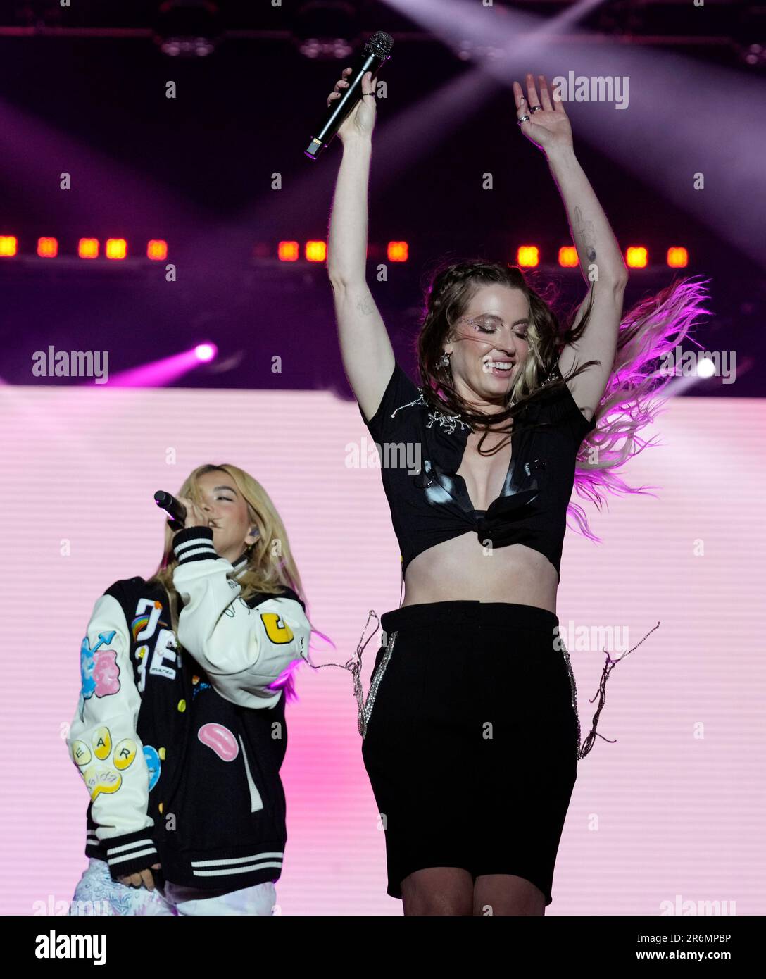 Hayley Kiyoko, left, and Fletcher perform on the first night of the