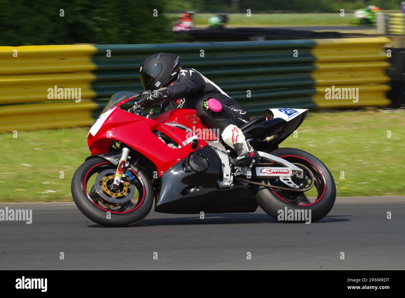 Croft Circuit, 10 June 2023. Zac Stanier riding a Yamaha 600 in a No Limits Pre-Injection Cup race at Croft Circuit. Credit Colin Edwards/Alamy Live News. Stock Photo
