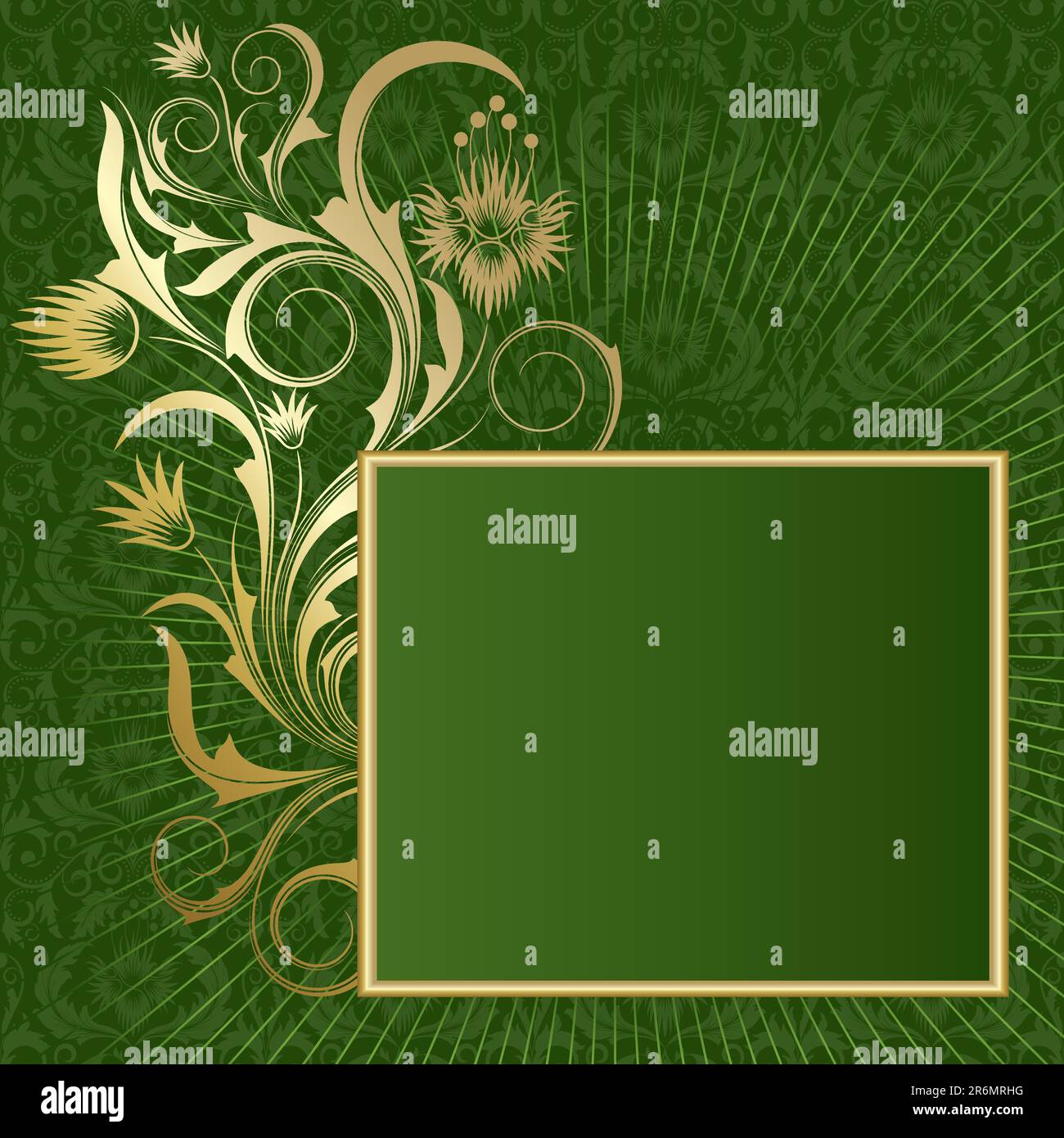 Green background with white frame from abstract branch and leaves Stock ...