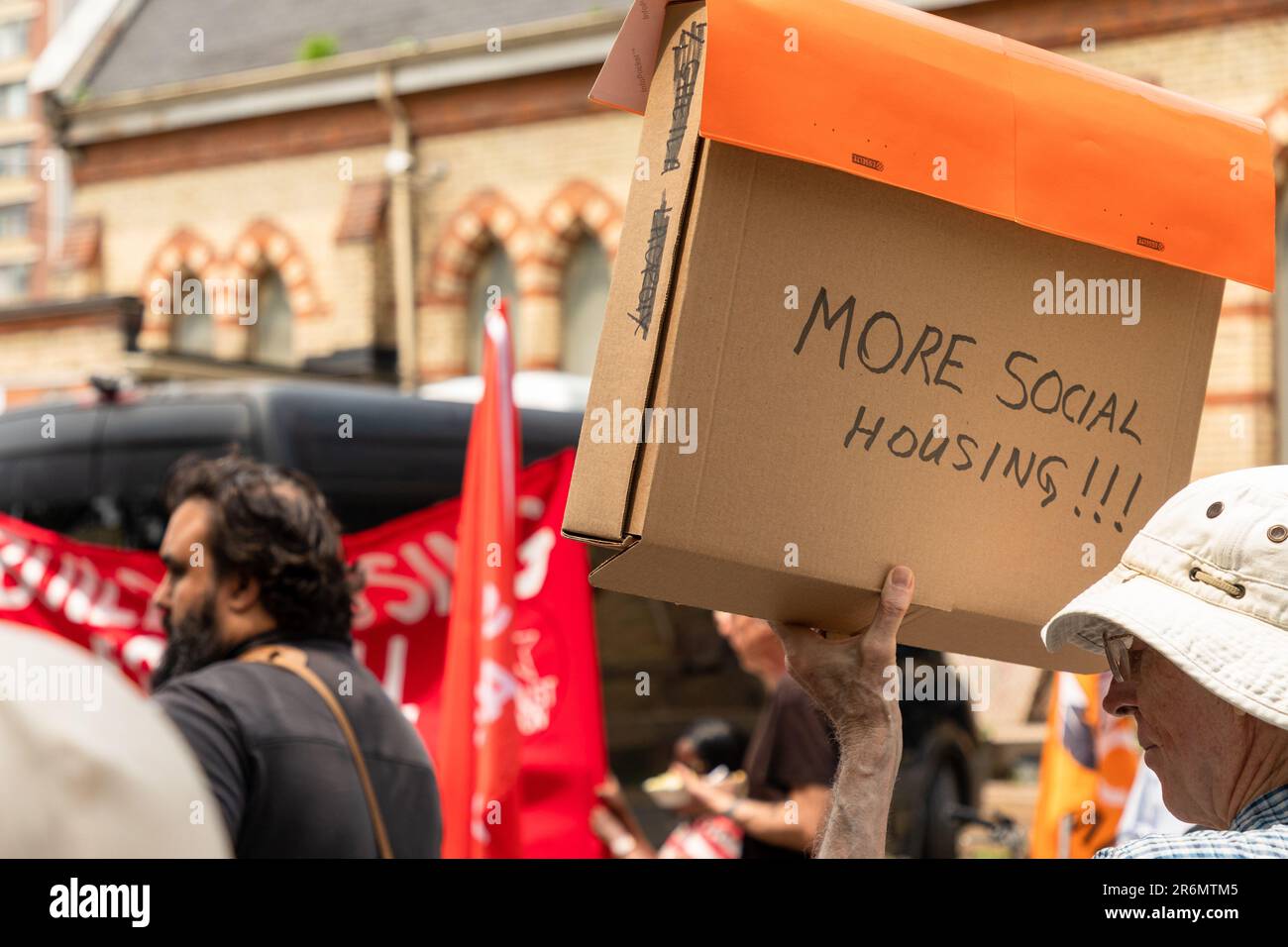 Toronto, Canada - June 10, 2023: Housing activists rally in support of affordable housing. Many people are unable to find housing in the country's largest city Credit: Colin N. Perkel/Alamy Live News Stock Photo