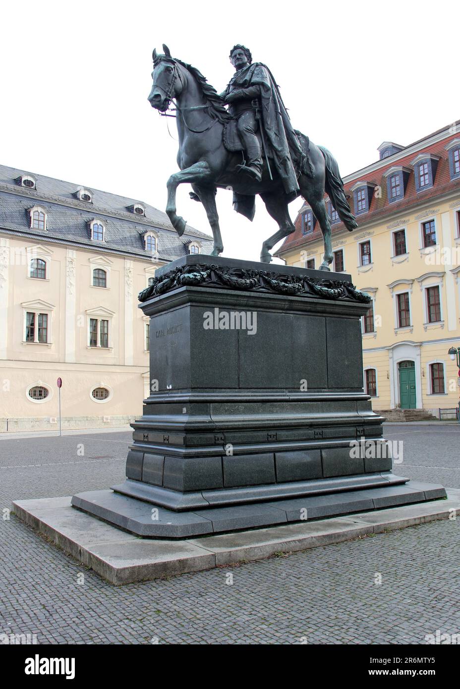 Equestrian statue of the Duke Karl August, in the Democracy Square, sculptural work by Adolf von Donndorf, created in 1875, Weimar, Germany Stock Photo