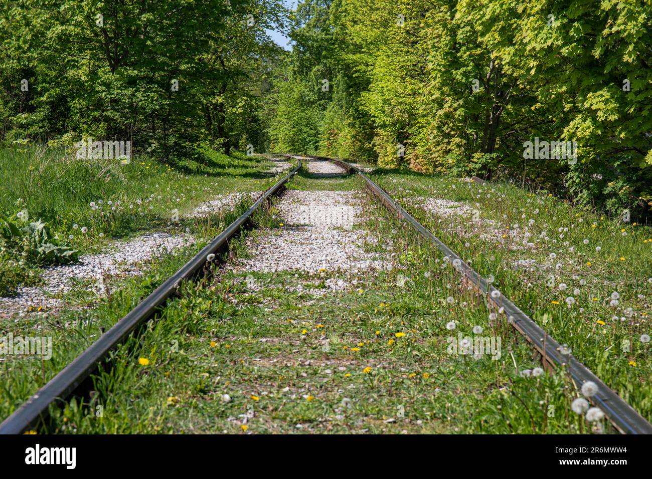 Railway rails in Kopli district of Tallinn, Estonia Stock Photo