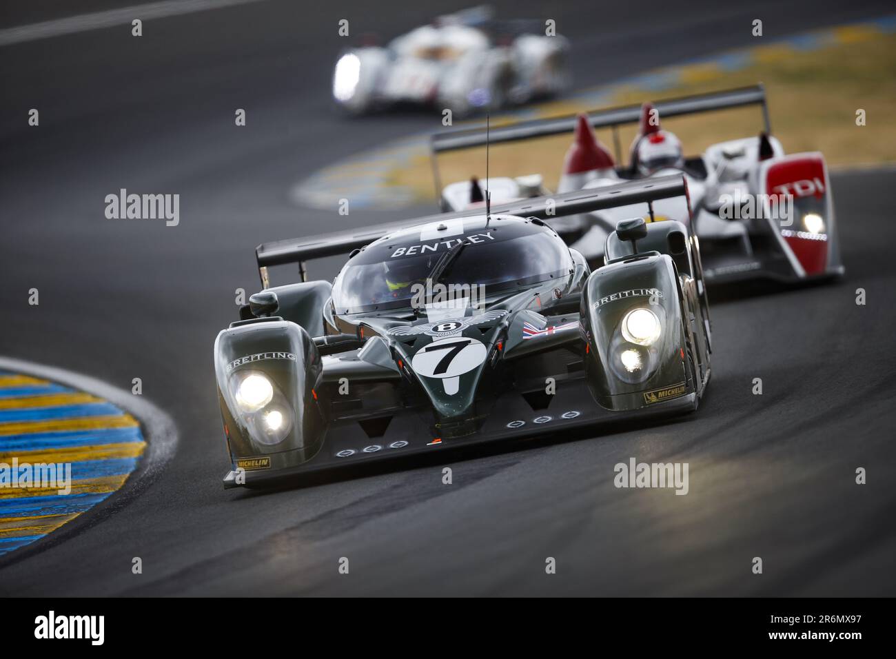 Le Mans, France. 10th June 2023. Bentley Speed 8 driven by Rinaldo Capello, Tom Kristensen and Guy Smith, winner of Le Mans 2003 during the parade prior to the the 24 Hours of Le Mans 2023 on the Circuit des 24 Heures du Mans from June 10 to 11, 2023 in Le Mans, France - Photo: Joao Filipe/DPPI/LiveMedia Credit: Independent Photo Agency/Alamy Live News Stock Photo