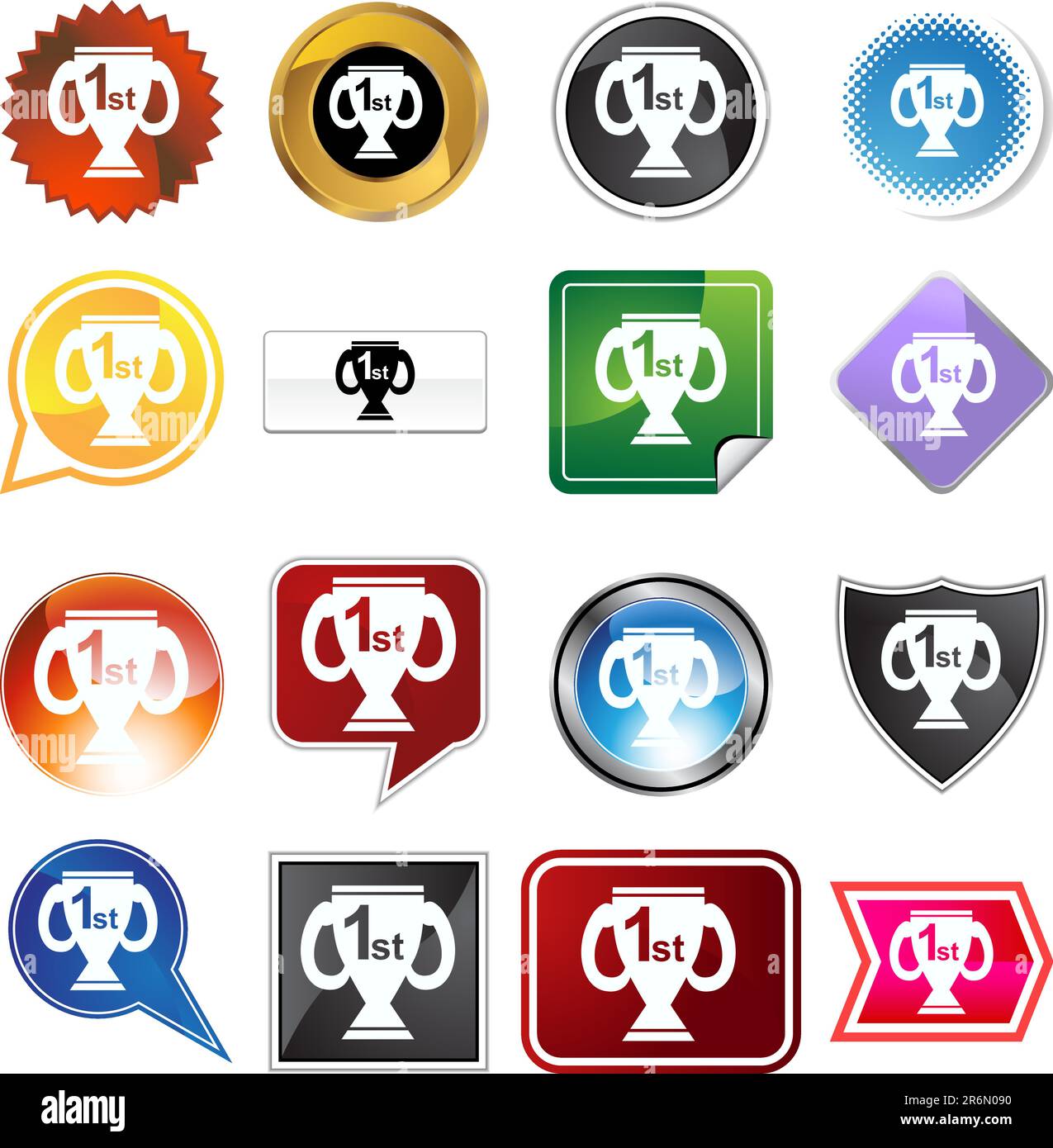 A set of 16 icon buttons in different shapes and colors - first place ...