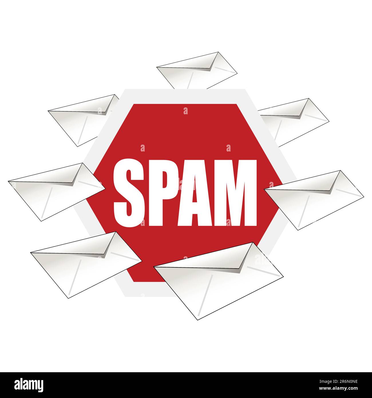 Stop Spam conceptual sign isolated over white background Stock Vector