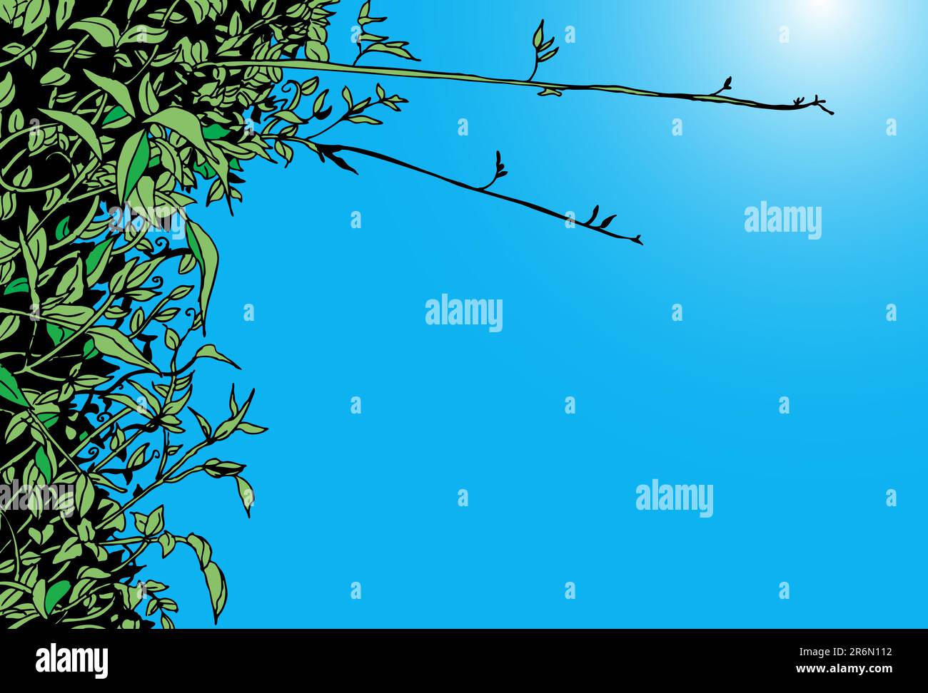 Floral background with blue sky and sun Stock Vector Image & Art - Alamy