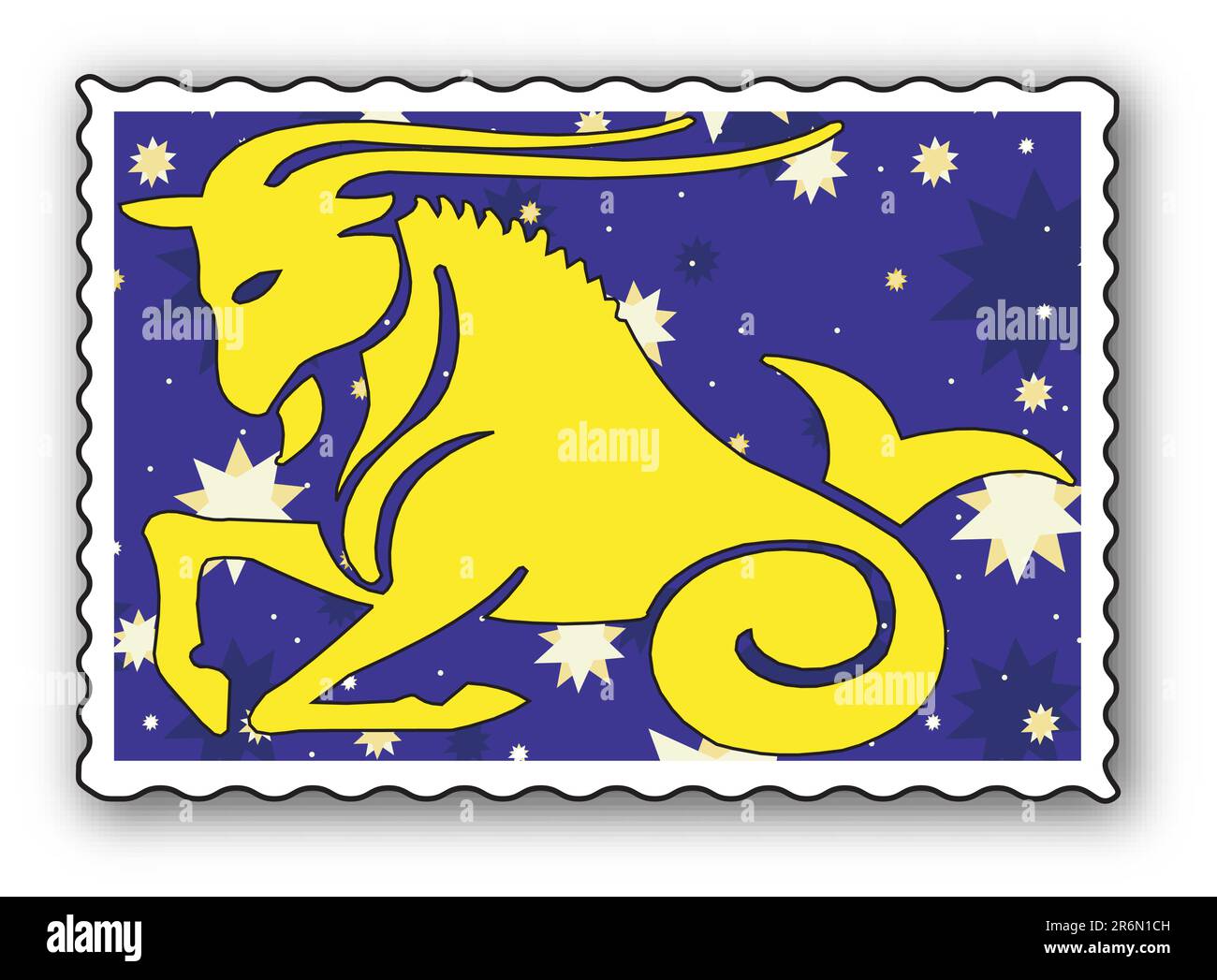 Stamp with Zodiac Horned goat Stock Vector Image & Art Alamy
