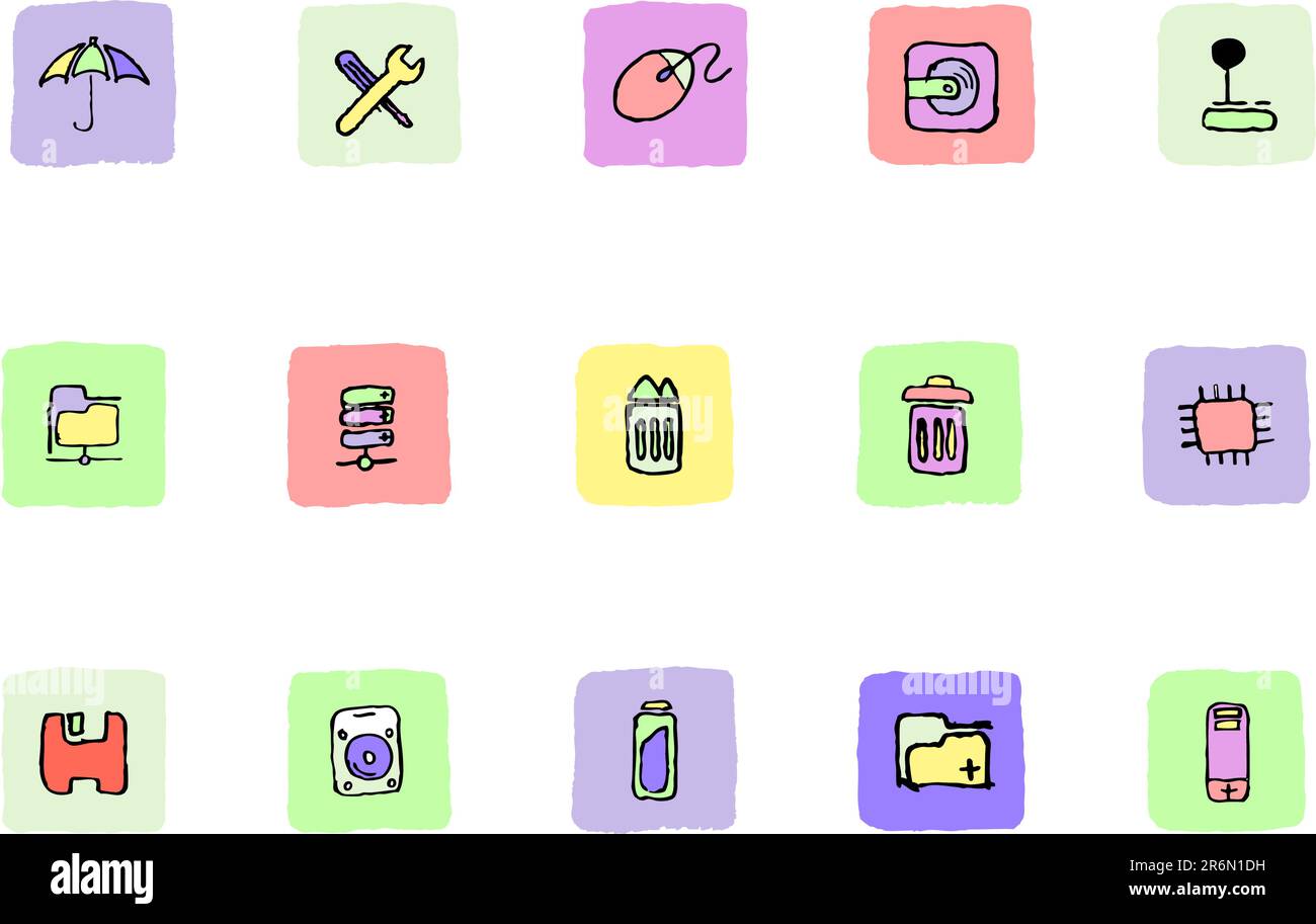 Computer and Data icons   Fresh color Stock Vector