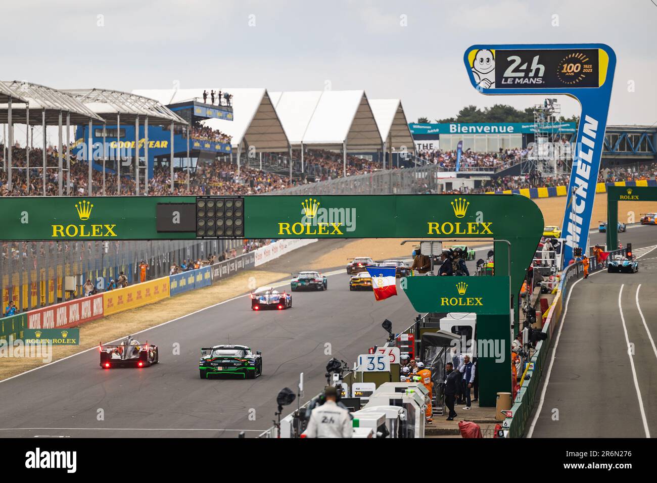 LeBron James giving the start, flag during the 24 Hours of Le Mans 2023 ...