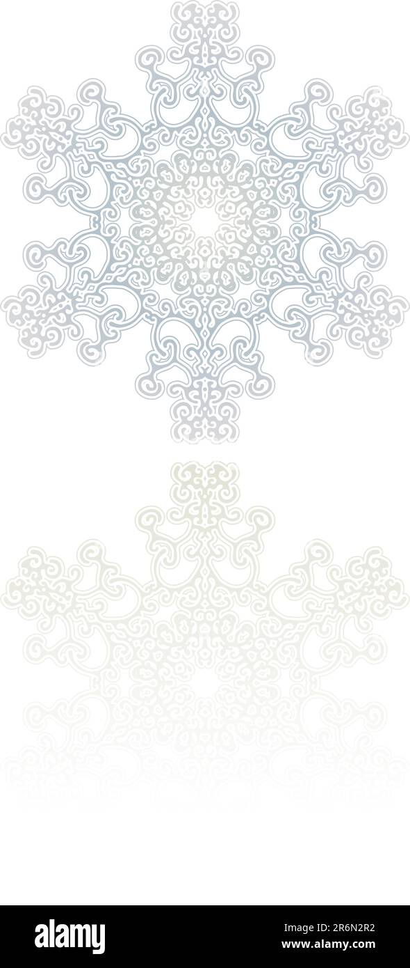 Decorative Snowflake Ornament with reflection . Vector illustration ...