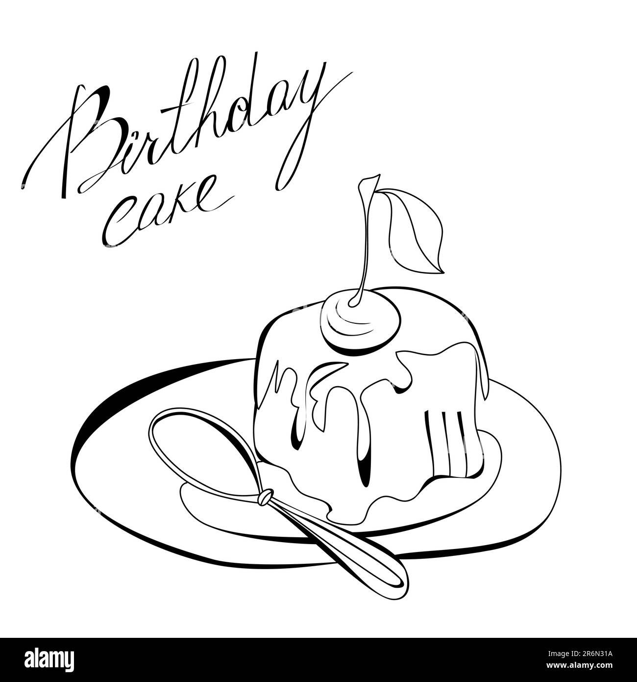 Template birthday cake card Black and White Stock Photos & Images Alamy