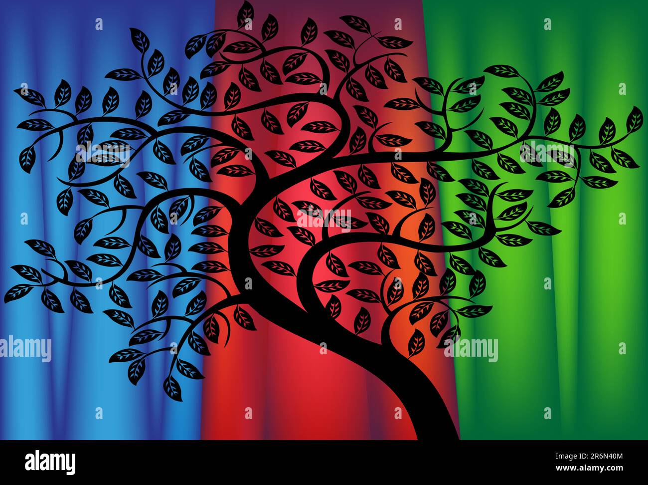 Image of a tree - with colored curtain behind Stock Vector Image & Art ...
