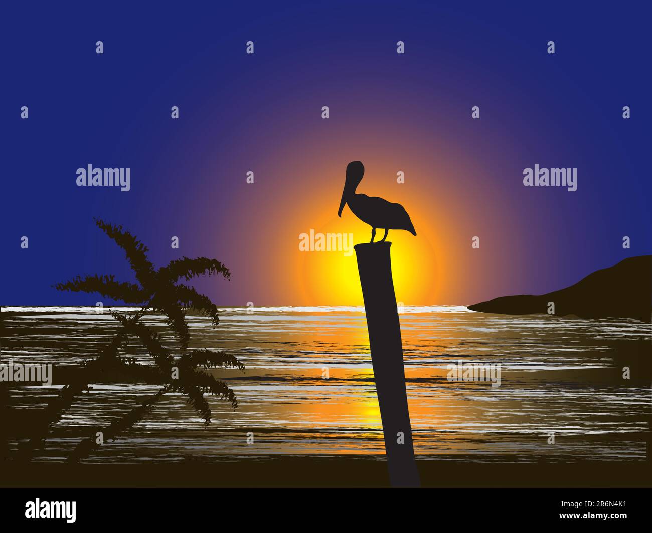 Illustration of landscape sunset Stock Vector Image & Art - Alamy