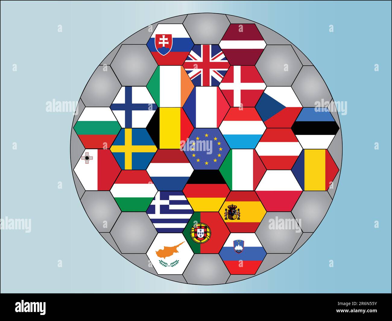 A vector representing europe and countries flag in a ball Stock Vector