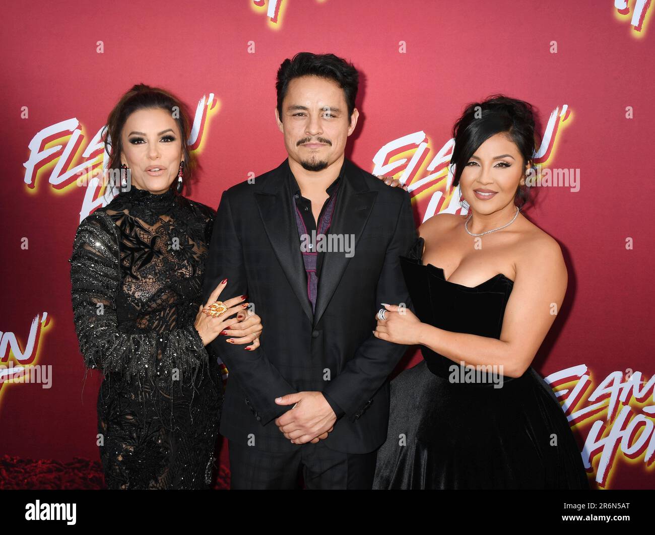 HOLLYWOOD, CALIFORNIA - JUNE 09: (L-R) Eva Longoria, Jesse Garcia and Annie Gonzalez attend the special screening of Searchlight Pictures' 'Flamin' Ho Stock Photo