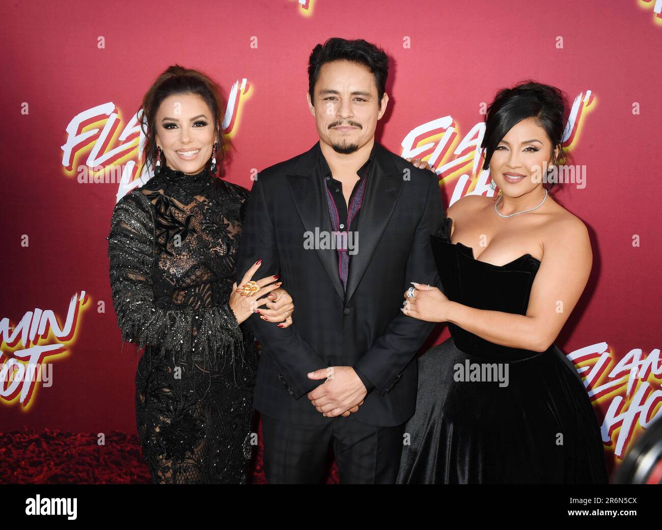 HOLLYWOOD, CALIFORNIA - JUNE 09: (L-R) Eva Longoria, Jesse Garcia and Annie Gonzalez attend the special screening of Searchlight Pictures' 'Flamin' Ho Stock Photo
