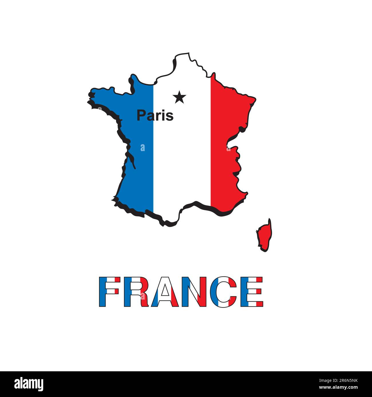 France map in the form of the French flag on a white background. Vector Stock Vector