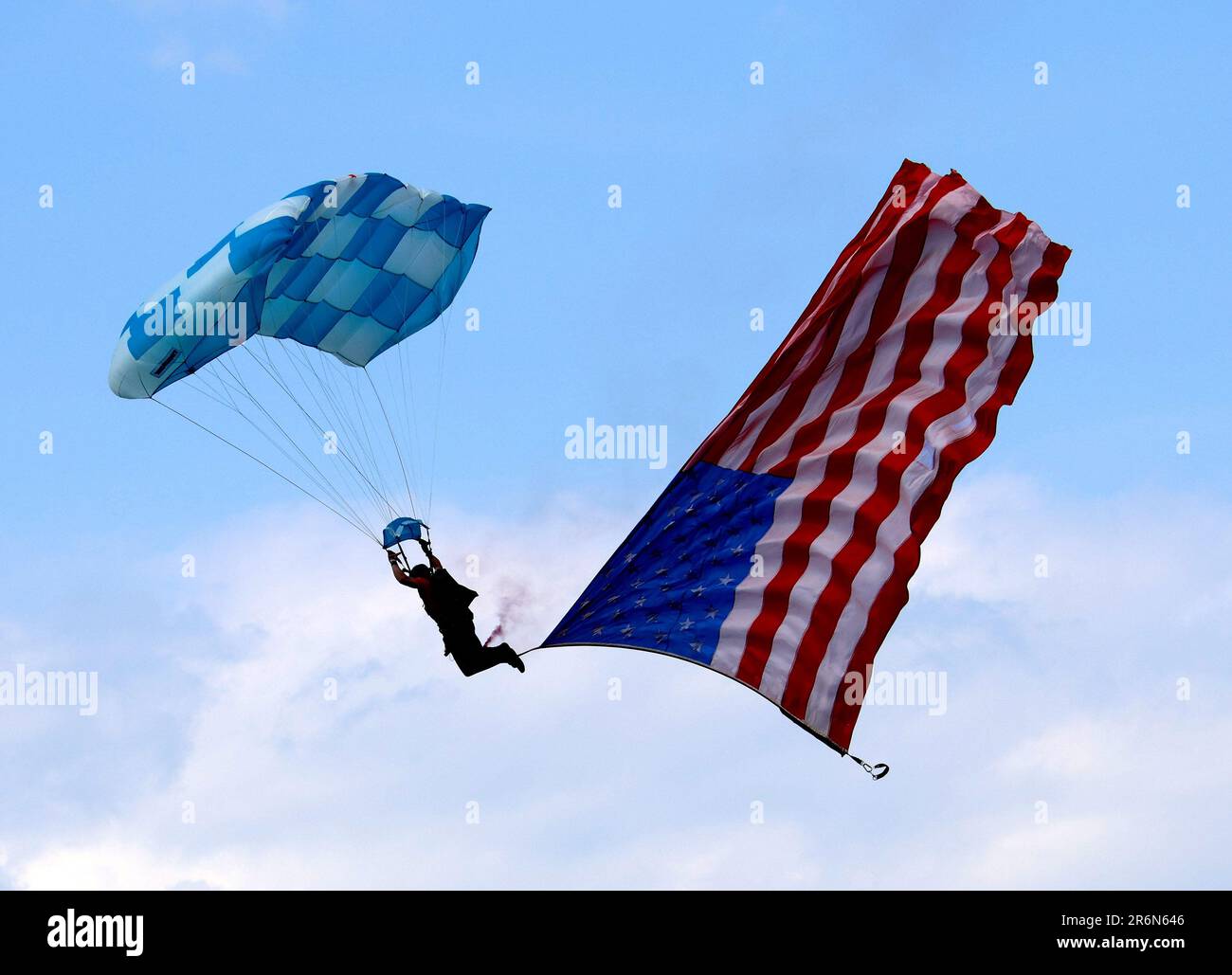 Elmont, United States. 10th June, 2023. A member of Parachute Patriot