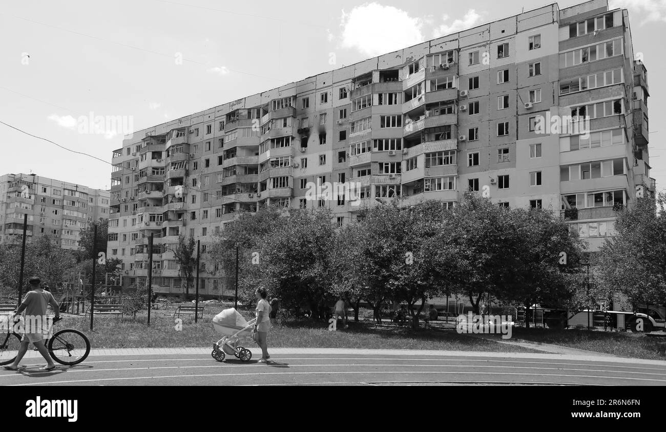 ODESSA, UKRAINE - June 10, 2023: War Ukraine and Russia. A shell flew