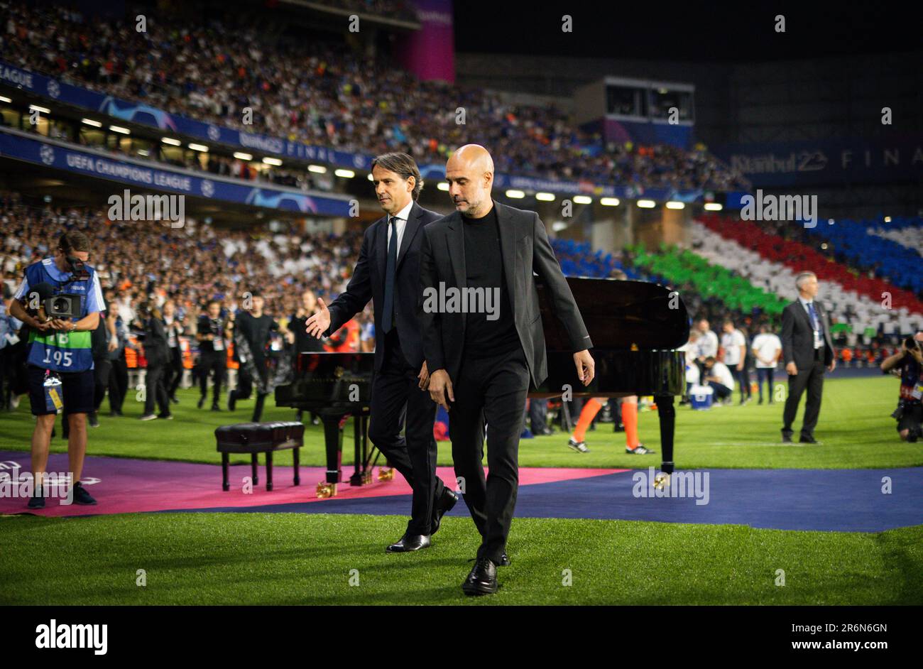 Guardiola Inzaghi Istanbul, Turkey. 10th Jun 2023. Trainer Pep Guardiola (City) and ...