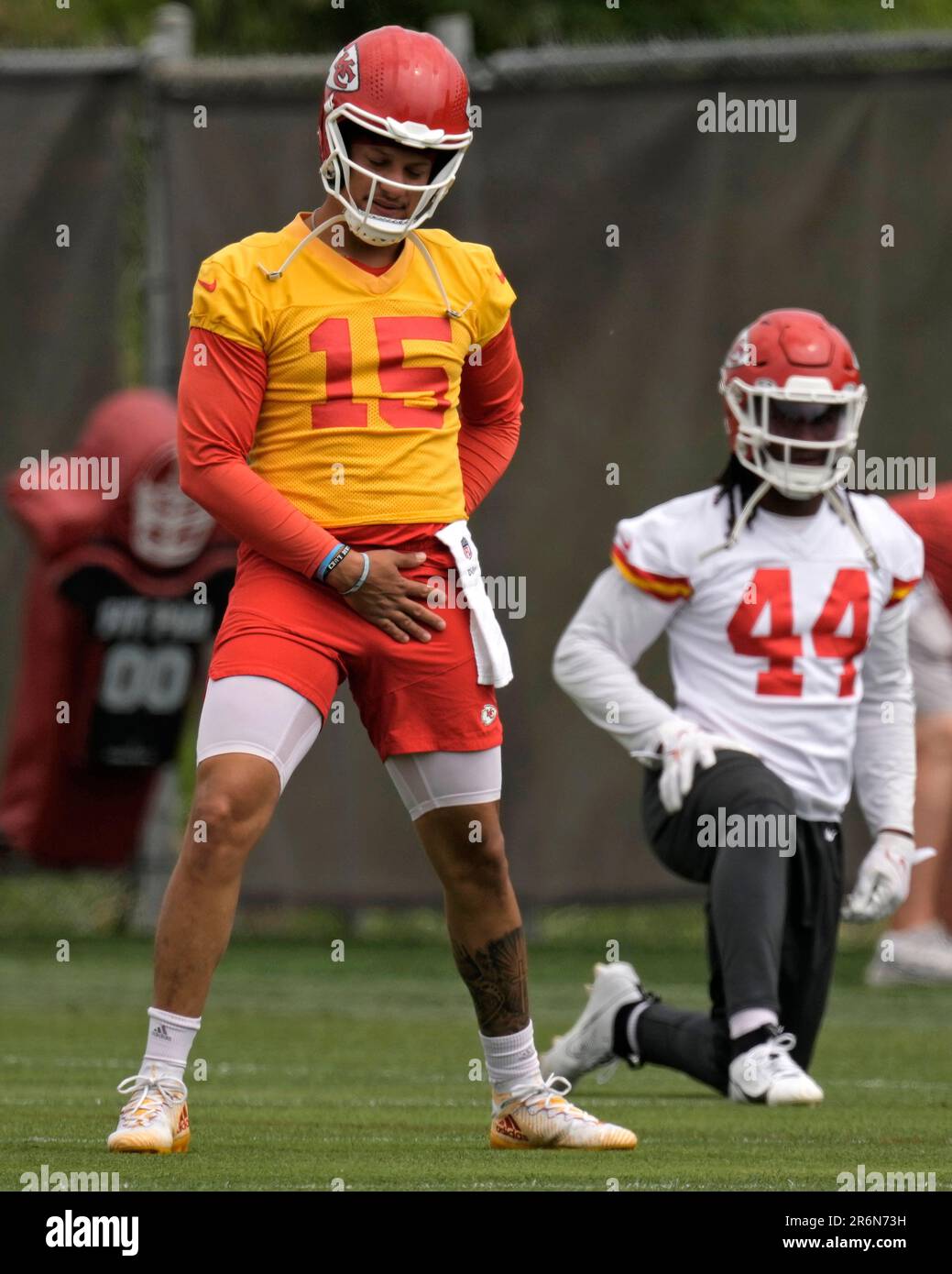 Kansas City Chiefs players stretch during the NFL football team's