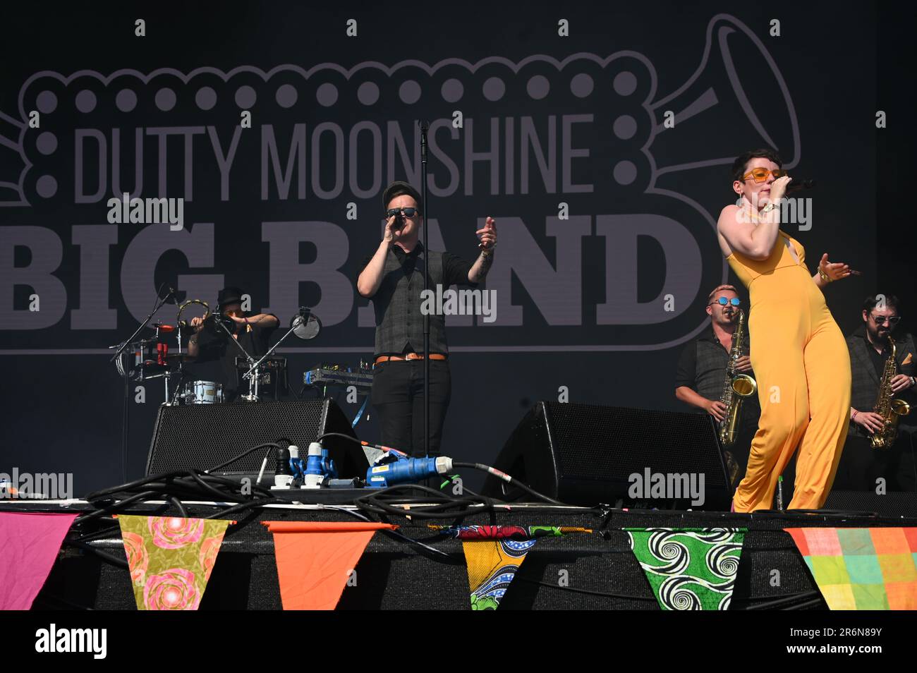 London, UK. 10th June, 2023. Dutty Moonshine Big Band performs at the Lambeth Country Show 2023 in a baking hot summer day at Brockwell park, London, UK. Credit: See Li/Picture Capital/Alamy Live News Stock Photo