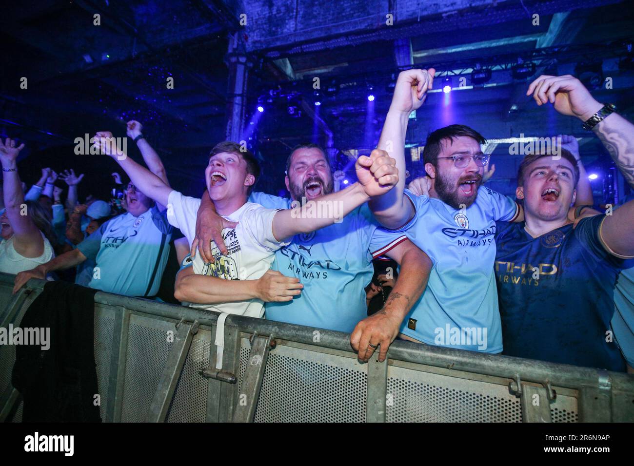 Manchester City Fans Celebrate Their Sides Opening Goal At The Depot ...