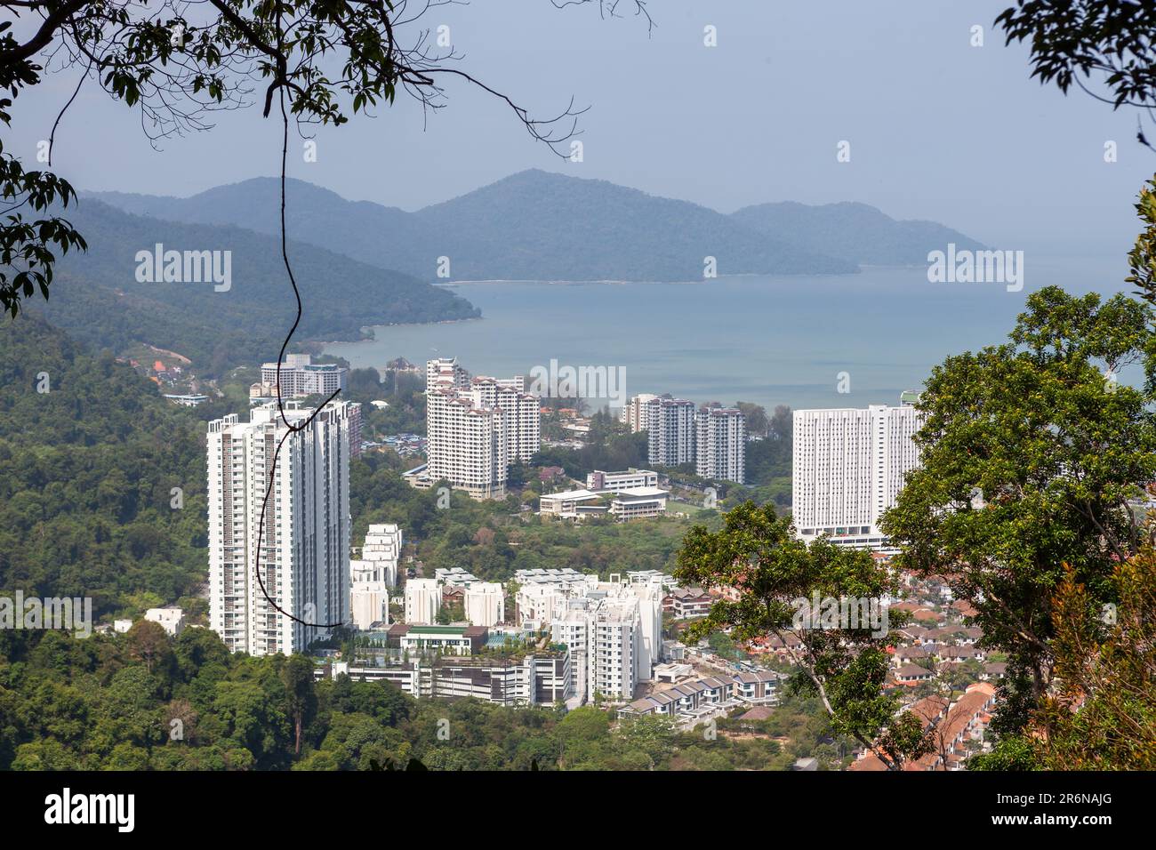 Batu Ferringhi. View to the town from Freedom Hill. Penang island ...