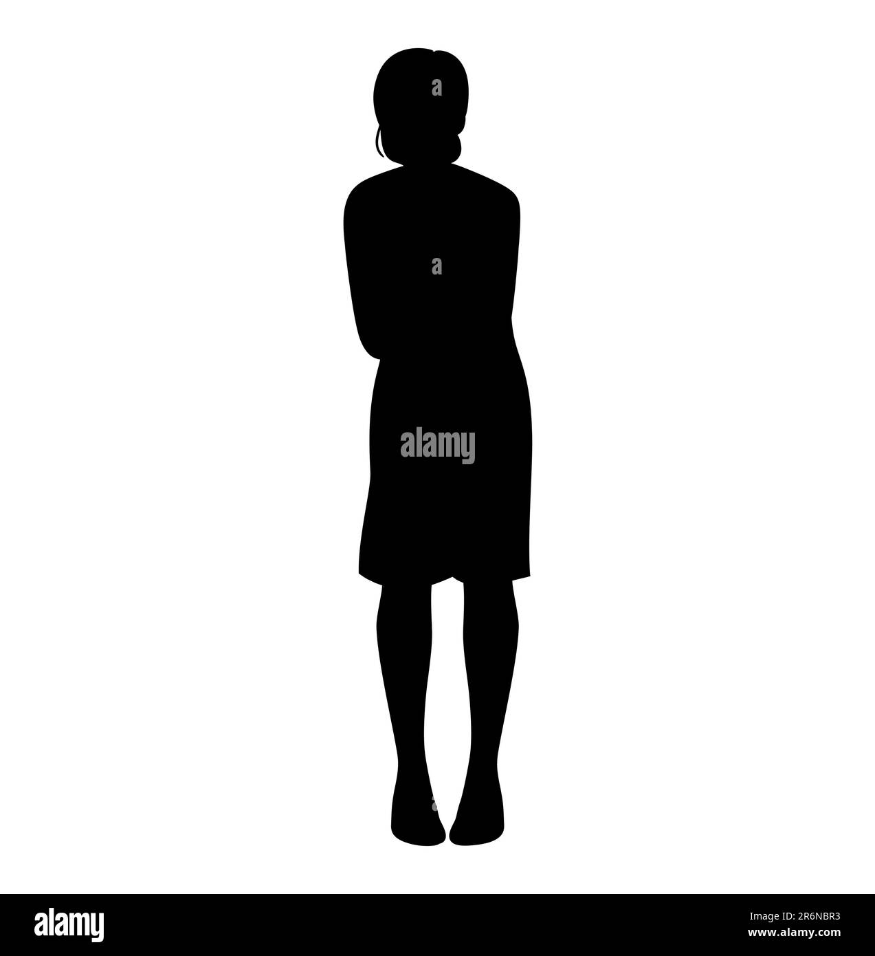 Black silhouette of a middle-aged woman standing in distress, fear of something unknown happening, Woman suffers depression, emotion concept, vector i Stock Vector