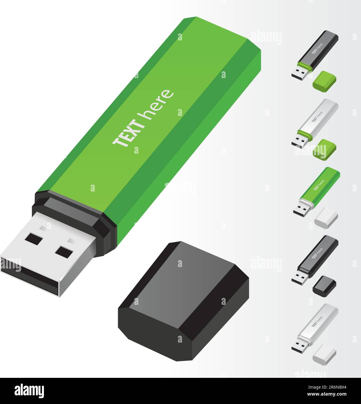 Green USB Flash Drive vector icons Stock Vector