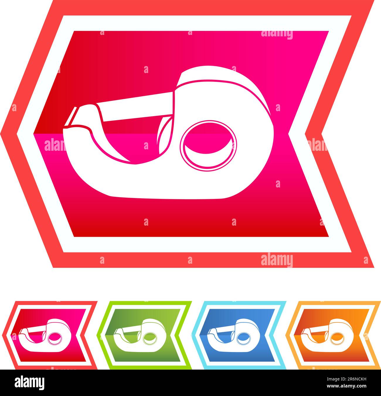 Set of 5 neon icons in an arrow button style - tape dispenser. Stock Vector