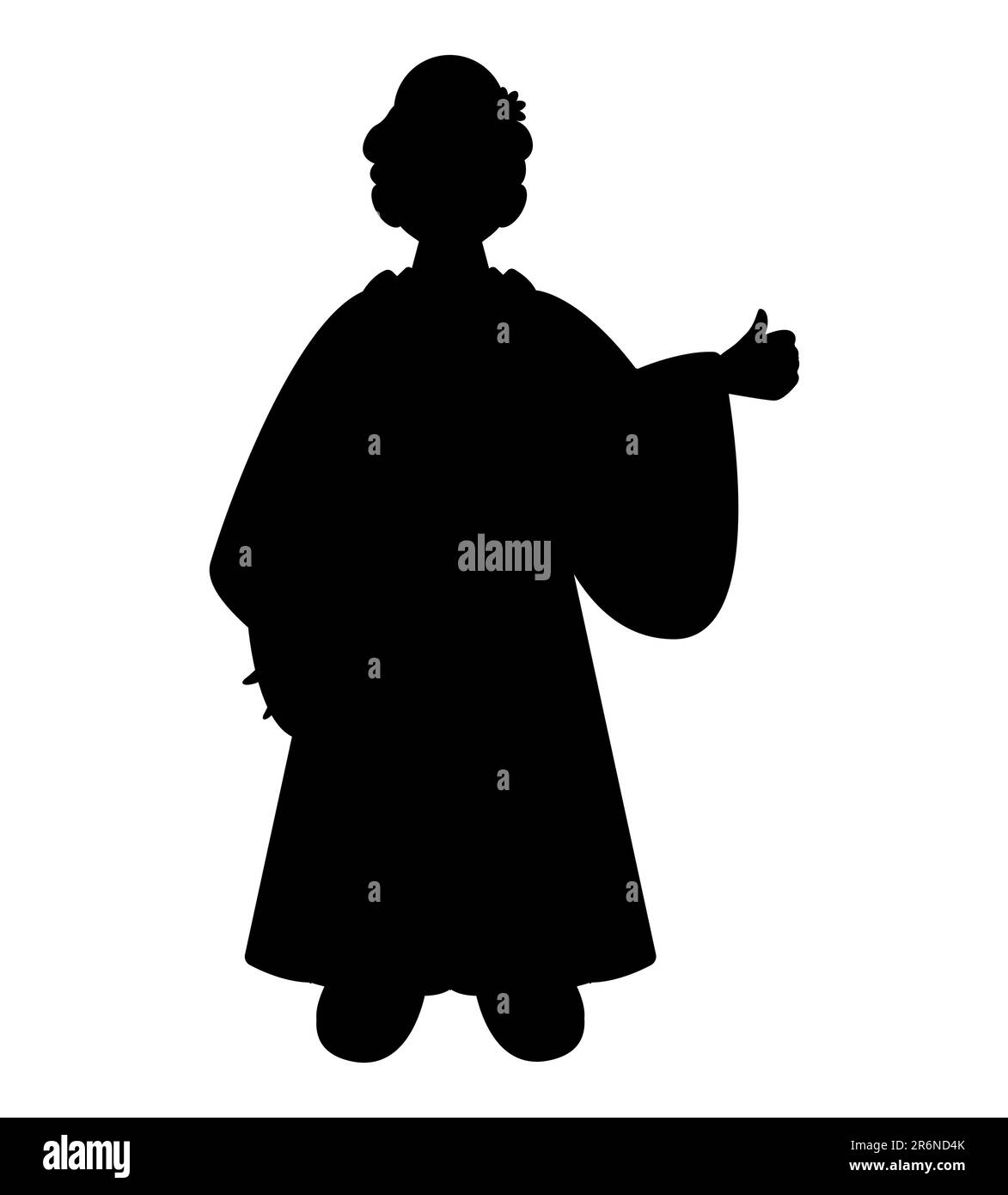 Black silhouette of an Asian woman wearing traditional Chinese clothes and giving a thumbs up sign from the left hand, ok sign, vector illustration Stock Vector