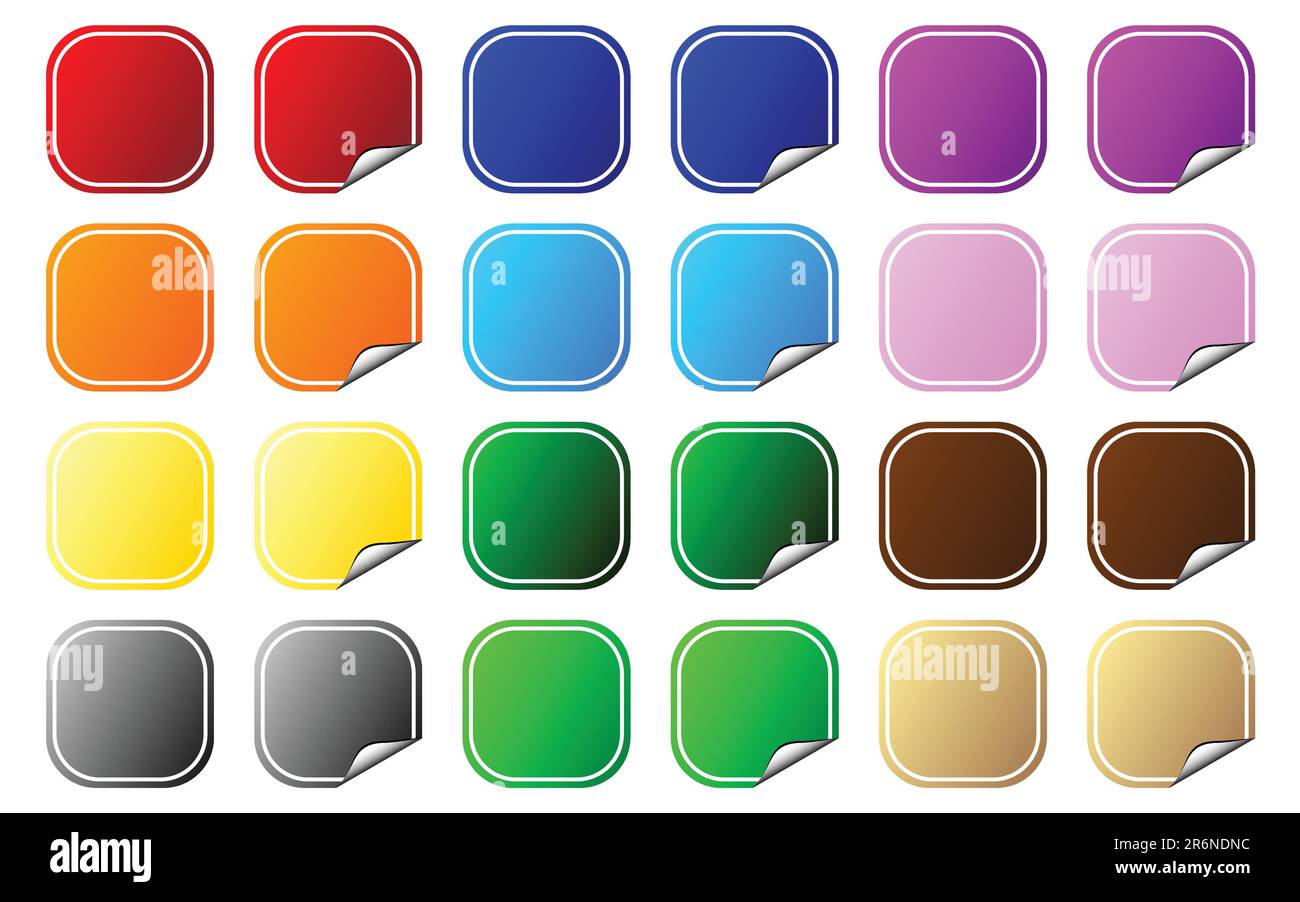 Collection of square shaped colorful tags. Flat and peeling. Vector ...