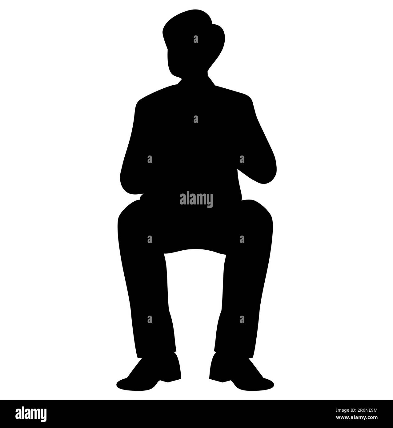 Black silhouette of a businessman sitting while hands crossed, and a boss wearing a suit vector Stock Vector
