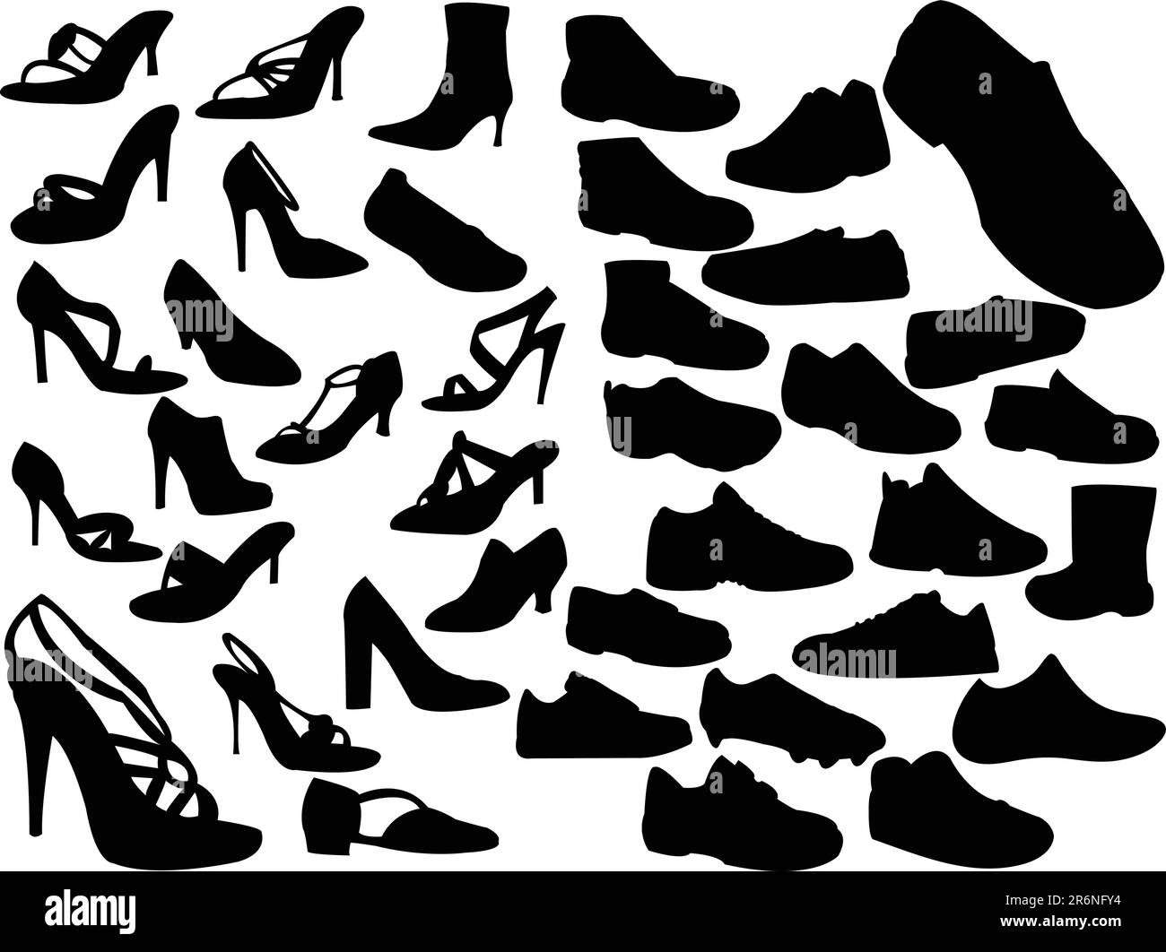 shoes collection silhouette - vector Stock Vector