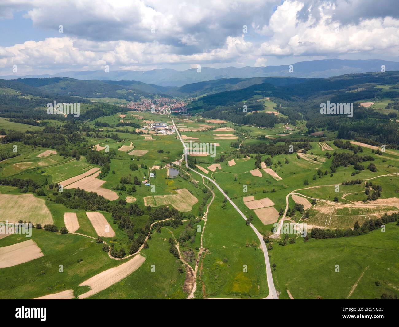 Aerial view of Sredna Gora Mountain near town of Koprivshtitsa, Sofia ...