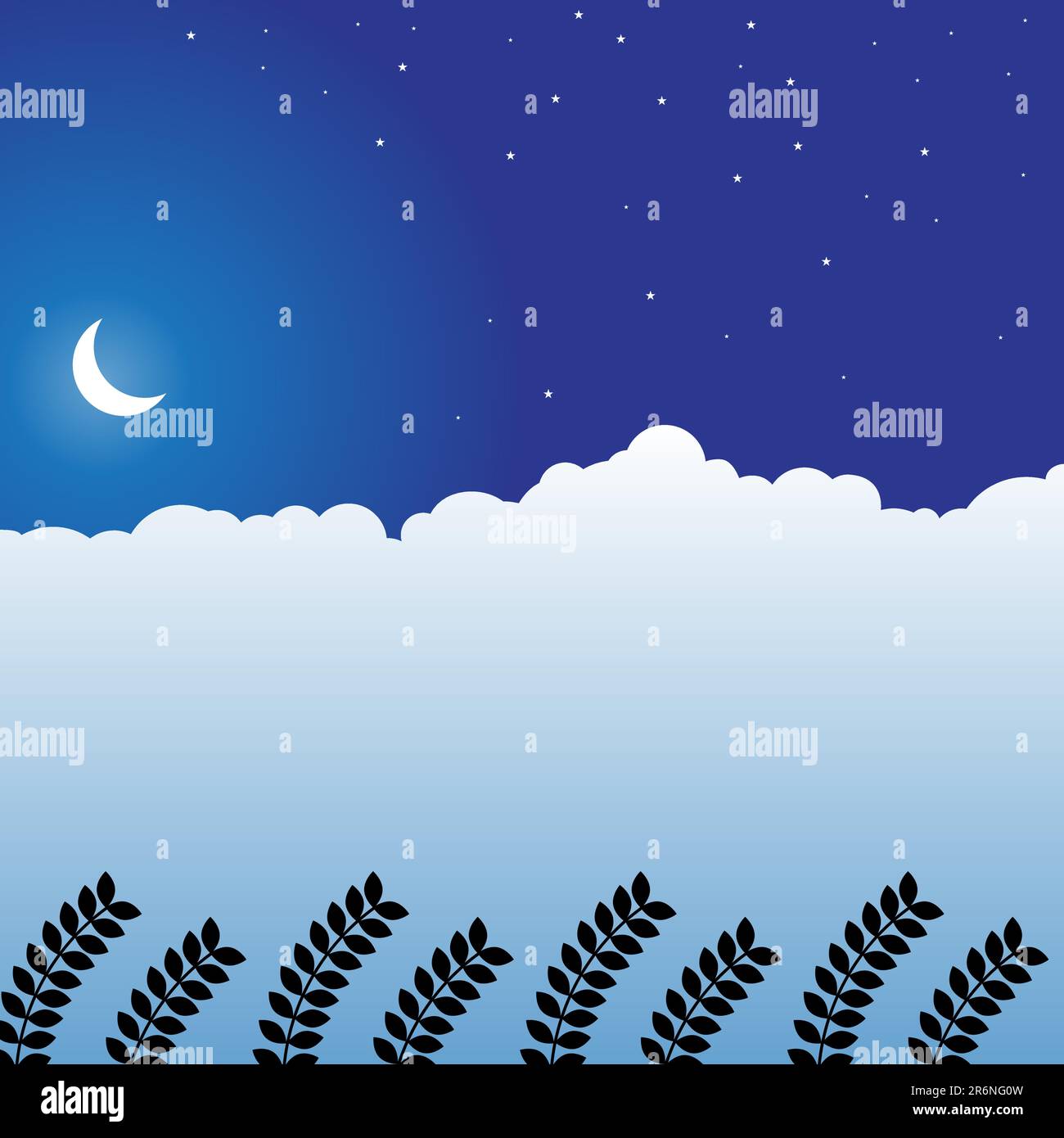 An image of a wheat field - nighttime. Stock Vector